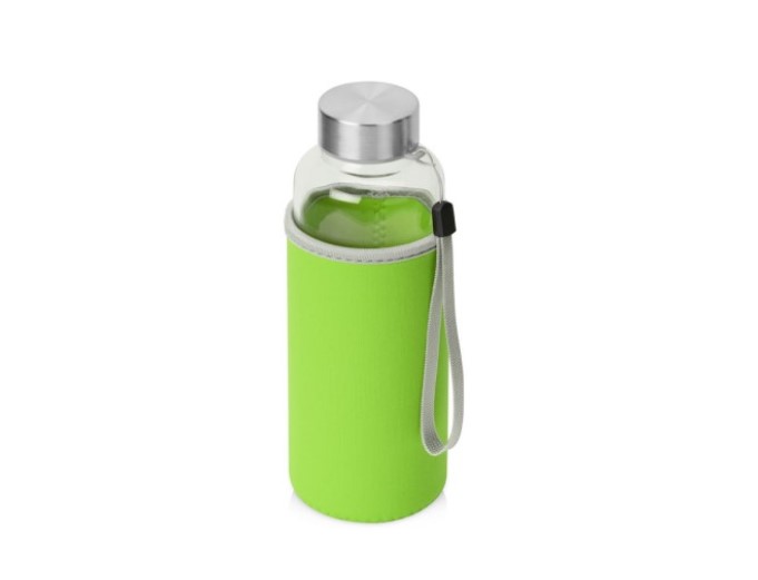 бутылка для воды с зеленым чехлом